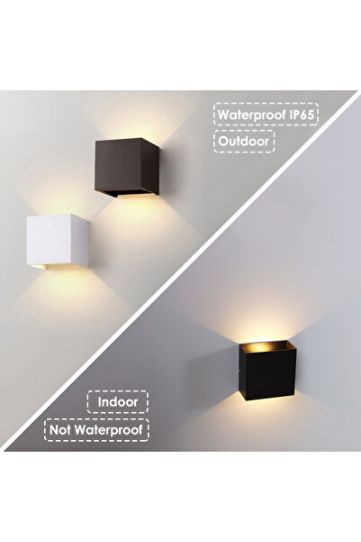 lampinbox مصباح حائط خارجي LED أبيض دافئ 12 وات 3000 كلفن أبيض 6 وات/12 وات مقاوم للماء IP65 للشرفة والحديقة والحائط L