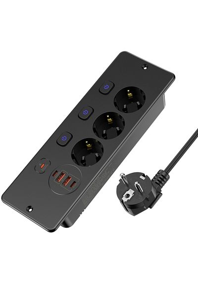 Choice 110-250v Eu 3 Black Eu Desktop Built-in Power Supply Board With Individual Switches 4 Usb Ports Quic