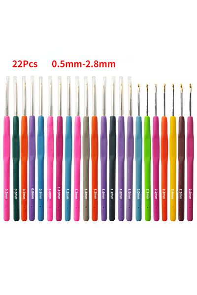 Choice 0.5-2.8mm 11/22pcs Lace Crochet Needle Knitting Needles Soft Handle Crochet Hooks Fine Crochet Yarn