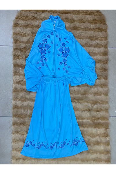 skycott Star Printed Girl's Prayer Dress - Long Headscarf