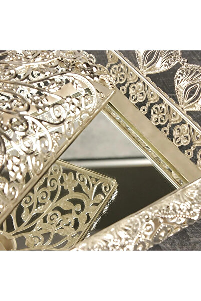 UCR HOME Leila Aynalı Gümüş Oval Gondol Şekerlik & Kurabiyelik & Çikolatalık & Lokumluk 1531G