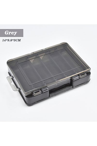 YIRUMEI Dark Grey Doublex Sided Fishing Tackle Box 12 Cells Bait Lure Hook Storage Box Fishing Tool Accessor