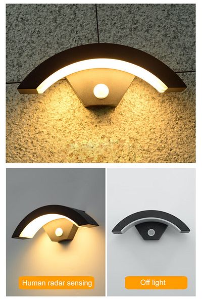 Choice Radar Sensor Outdoor Wall Light Waterproof Ip65 Radar Motion Sensor Outdoor Lighting Porch Sconce Ba