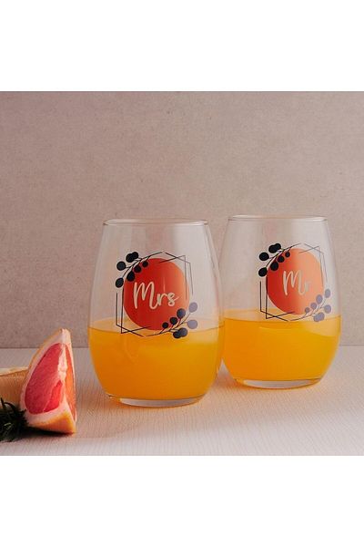 STOREMAX Ntwork Mr & Mrs 2-Piece Soft Drink Glass Glass Cup 570 Cc Art 1087243