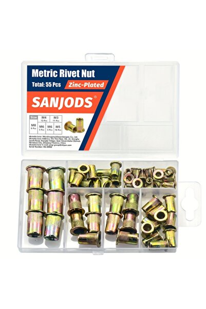 Choice1 مجموعة M3-M8 (55 قطعة) مجموعة متنوعة من صواميل البرشام المترية (55 قط...