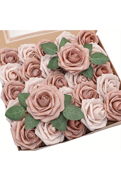 Choice Brown 25 Pieces Of Brown Artificial Rose Flower Arrangement Decoration