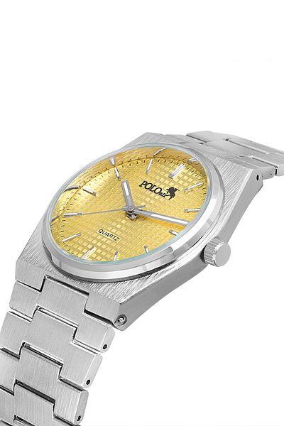 Polo Air Stylish Men's Wristwatch Silver-Yellow PL-0861E4x