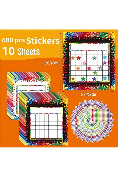 Choice 10 Sets Of Classroom Reward Charts, 2 Designs, With 600 Star Stickers For Classroom Instruction O...