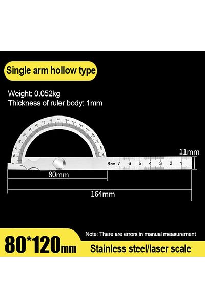 TELEHILL Hollow-80x120mm Rotary Measuring Ruler Stainless Steel Woodworking Tools 180 Degree Angle Gauge Find