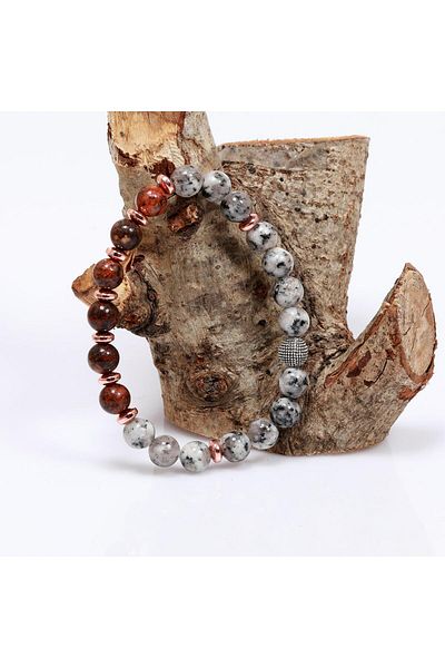 Taş Sandığı 8 mm Jade Stone Bracelet - Hematite Stone Detailed