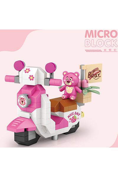 Choice Opp Bag 130pcs New Cute Electric Vehicles Bicycle Motorcycle Little Yellow Duck Bear Building Blocks