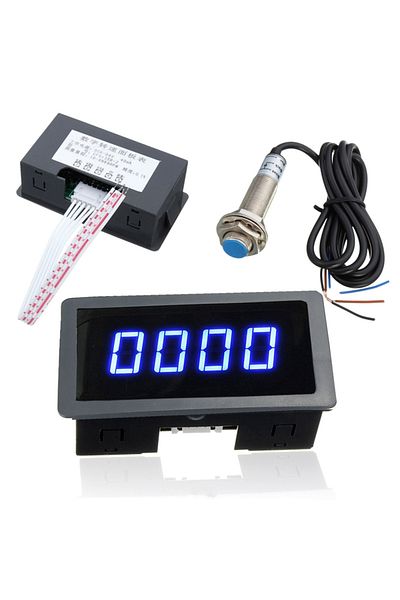 Choice 4 Digital LED Blue Green Tachometer Gauge RPM Speed Meter+Hall Proximity Switch Sensor NPN 12V Ac...