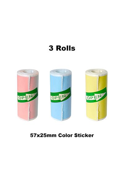 PeriPage 3rolls Colorsticker Fun Print Portable Thermal Self-adhesive Stickers Photo Printer Hd Mini Bluetoot