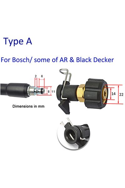 BEAR FORCE For Bosch Pressure Washer Outlet Hose Connector Converter For Bosch Ar Black Decker Bort Patriot Dae