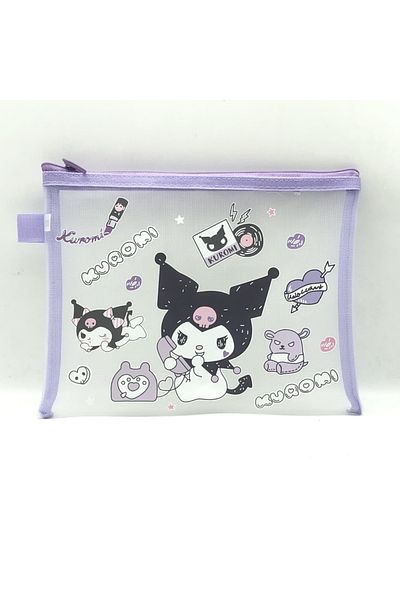 Choice 3 Kawaii Sanrio A5 Mesh Zipper Storage Pouch Melody Kuromi Cinnamoroll Document Bag Student Station.