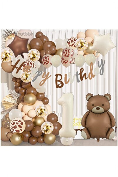 BİDOLUMUTLULUK Retro Renkler Ayı Folyo Balon Doğum Günü Konsept Balon Parti Eğlence