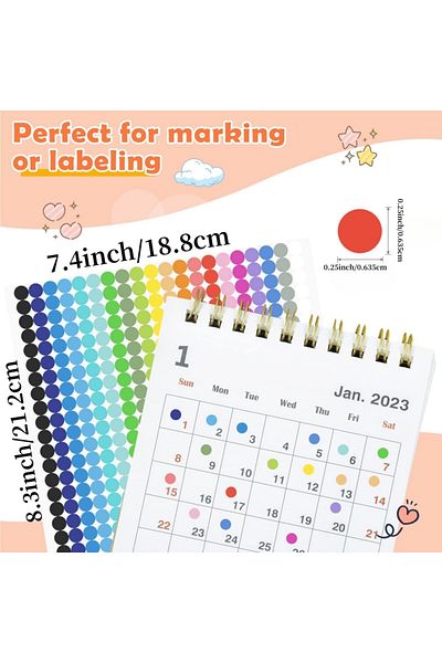 Choice 6720 Dot Stickers Round Color Coded Labels Round Dot Stickers 20 Colors Office Classroom Stickers