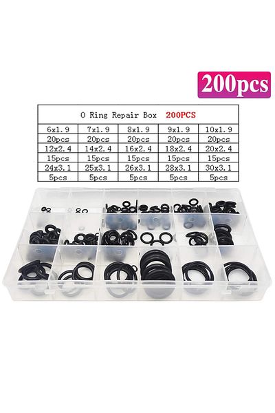 Choice 200 قطعة من مجموعة ملحقات إصلاح السيارات المطاطية O-ring وخراطيم الصنبور وختم الوصلة والصمام Wa