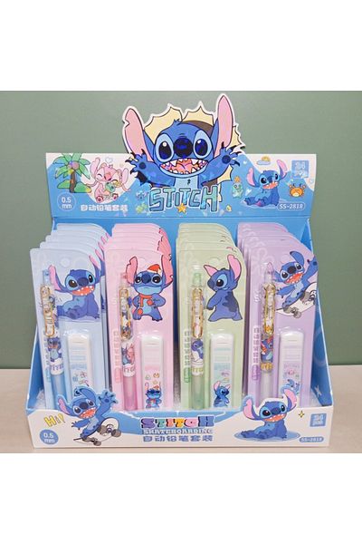 Choice 24pcs With Box 4/24pcs Disney Stitch Mechanical Pencil Lead Set Cute Lilo 0.5mm Press No-sharp Penci