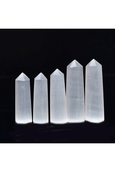 Choice1 Natural Crystal Selenite Quartz Crystal Point Healing Stone Hexagonal Prisms 50-80mm Obelisk Wand...