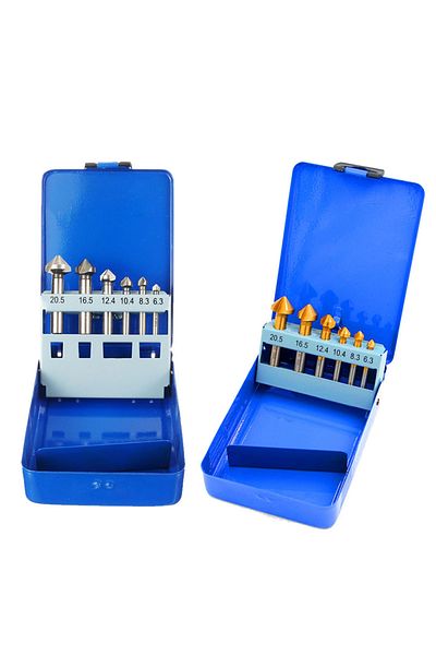Choice 6pcs/Box 6.3-20.5mm Chamfering End Mill Cutter 3 Flute Round shank 90 Degree HSS Countersink Debu...