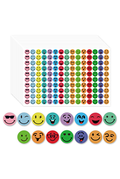 Choice 1200 قطعة من ملصقات الوجه الدائرية 15 تصميمًا لملصقات وجه سعيد للطلاب ...