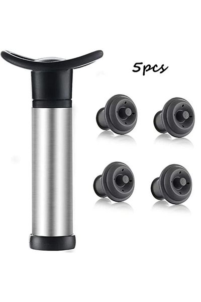 Choice Vacuum Wine Saver Set, Pump Preserver with 4 Vacuum Wine Stoppers for White / Beer Wine, Stainles...