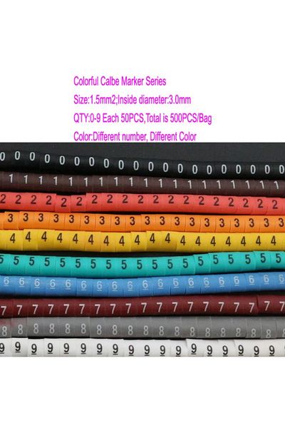 Choice Cable Marker Wire Label EC-0 EC-1 500pcs Mark Number Wire 0 to 9 Colored 2.5 sqmm insulation PVC ...