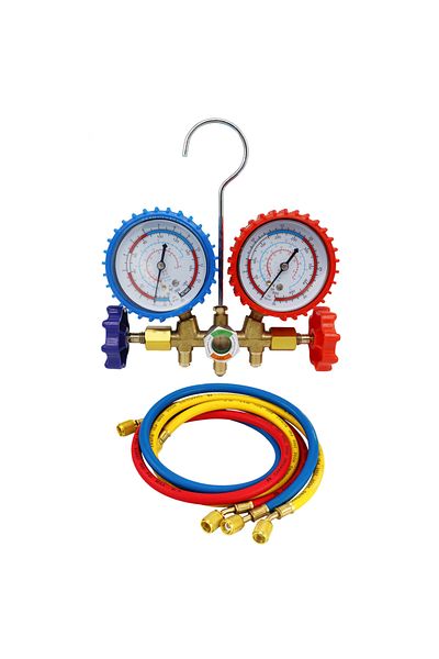 mythtiger Set 2 R134a Air Conditioning Pressure Gauge With Hose And Hook 3 Way Ac Diagnostic Manifold Gauge Se