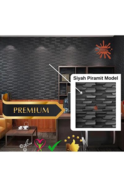 Renkli Duvarlar Siyah Piramit Model Yapışkanlı 3d Esnek Duvar Kaplama Kağıdı ...