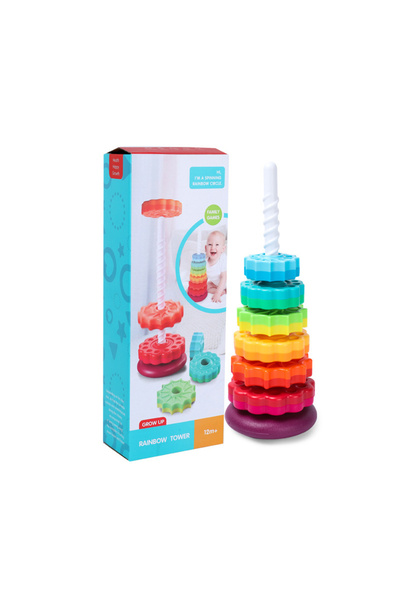 Choice ألعاب ألغاز مونتيسوري للأطفال مع برج قوس قزح دوار ملون مع صندوق، ألعاب...