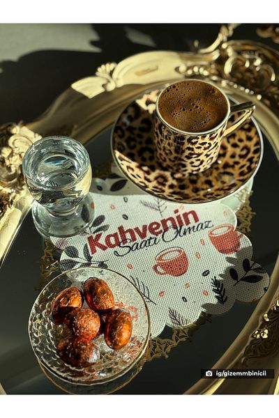 DECO Digital Printed Laser Cut Washable Cocktail Napkin with Coffee Slogan