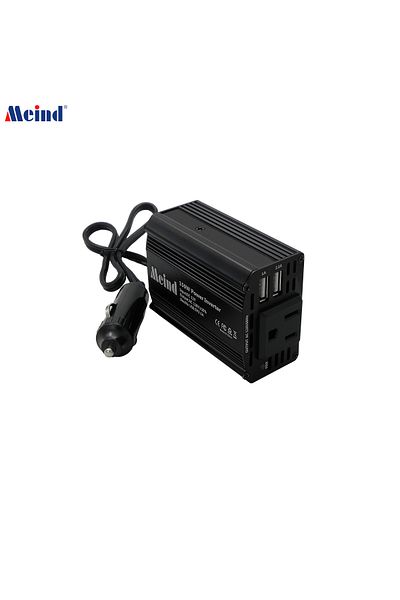 Meind Black 150w Power Inverter 12v To 110v Voltage Converter Car Charger Power Adapter With 2 Usb C