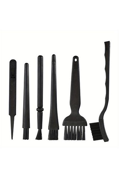 Szkoy Black 6set Mini Portable Anti-static Brush Nylon Safe Fiber Brush Motherboard Keyboard Dust Brush Pl