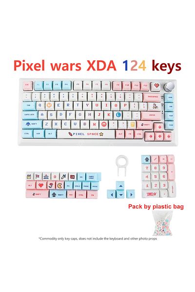 ZUIDID حقيبة بيكسل الإنجليزية 124 مفتاحًا بغطاء مفاتيح Pbt بتصميم Pixel Wars للوحة المفاتيح الميكانيكية للألعاب Mx Switch Xda