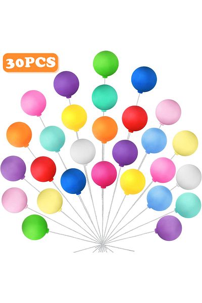Choice 30 قطعة من زينة كعكة البالونات الصغيرة الملونة القابلة لإعادة الاستخدام على شكل بالون دائري من الطين