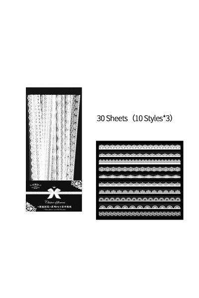 Choice A 30pcs/pack Long Strip Lace Stickers Waterproof Pet Lace Lace Decoration Diy Material Scrapbooking.