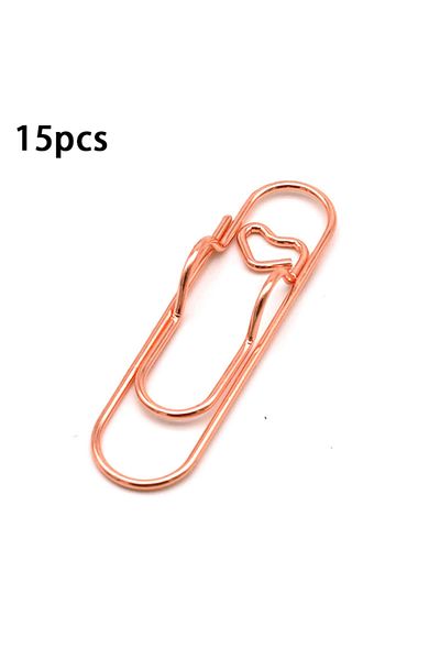 Choice Rose Gold Colour 15pcs/set Love Model Paper Clip Metal Bookmark Photo Flipchart Memo Ticket Holder O