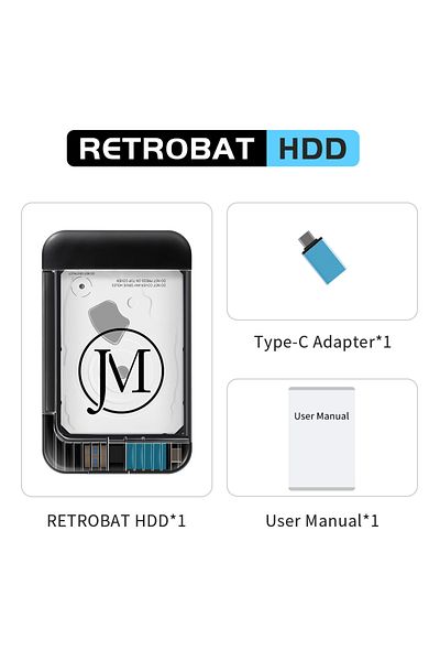 Choice فقط قرص صلب محمول Rb500g Retrobat بسعة 500 جيجابايت لوحدات التحكم في الألعاب و70 محاكيًا و64000 لعبة ريترو لجهاز PS3/PS