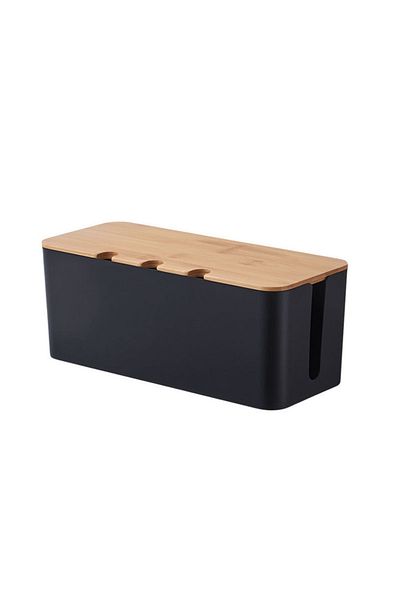 Choice M black Large Cable Management Box – Wooden Style Cord Organizer and Cover for TV Wires, Computer, U