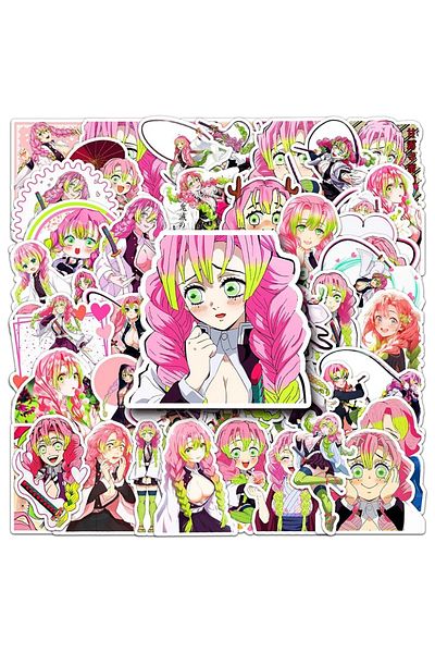 Choice 50pcs 10/30/50pcs Kawaii Kanroji Mitsuri Anime Stickers Demon Slayer Sticker Aesthetics Scrapbooking