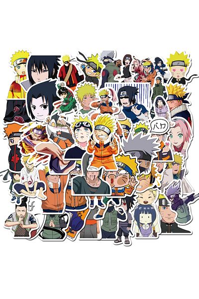 BANDAI 2 Packs(100PCS) 50pcs Naruto Stickers Anime Cartoon Uzumaki Naruto Phone Guitar Skateboard Laptop De