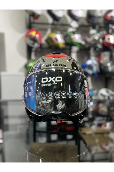 Shark Oxo Reyder Kırmızı Siyah Çene Açılır Kask