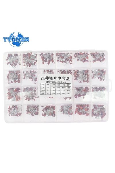 YTDMEN 960pcs-with Box 300/960pcs Ceramic Capacitor Kit 2pf-0.1uf Capacitance Assorted Set Diy Sample Pack/
