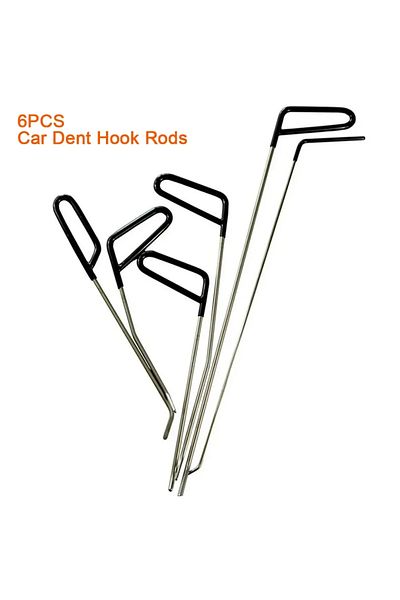 Choice 6pcs 6pcs Car Dent Repair Hooks Stainless Steel Push Rods Car Body Dent Removal Crowbar Kit For Auto