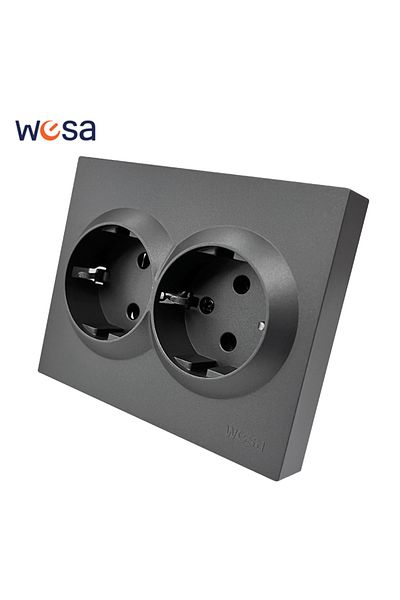 Choice Eu 2 Socket With Ground Wesa Grey Double Power Socket 16a Eu Standard Electrical Outlett With Ground