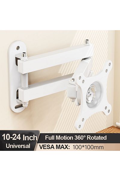 Choice White 20° Tiltable Tv Wall Mount Bracket 360° Rotated Holder Universal Tv Mounts For 14-24'' Compute