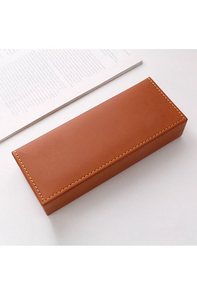 Choice Brown Luxury Fountain Pen Box Gifts Pu Leather Business Office Pen Holder For Metal Ballpoint Pencil