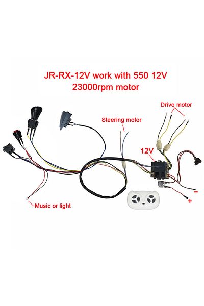 Choice سيارة كهربائية للأطفال Jr 12v معدلة ذاتيًا، مجموعة أسلاك ومفاتيح مع جهاز تحكم عن بعد وبلوتوث 2.4 جيجا هرتز