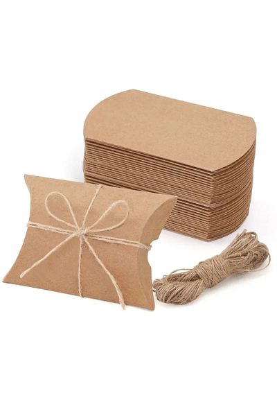 Choice 100pcs Brown 50/100pcs Pillow Candy Paper Box Kraft Paper Packaging Box Used For Candy Jewelry Gifts